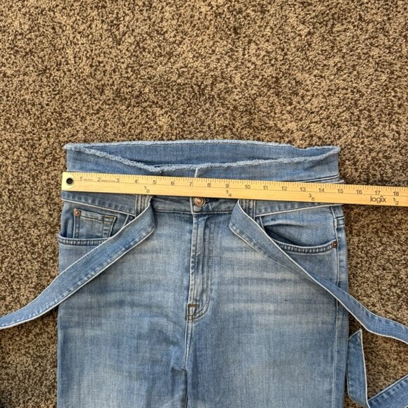 7 For All Mankind Jen Blue Jeans Women’s Size 29 Straight Leg Tie Belt - Picture 4 of 8